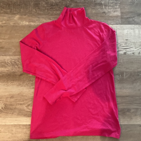White + Warren - Hot Pink Scrunch Neck Tee - Turtleneck Long Sleeve Size M - Picture 9 of 10